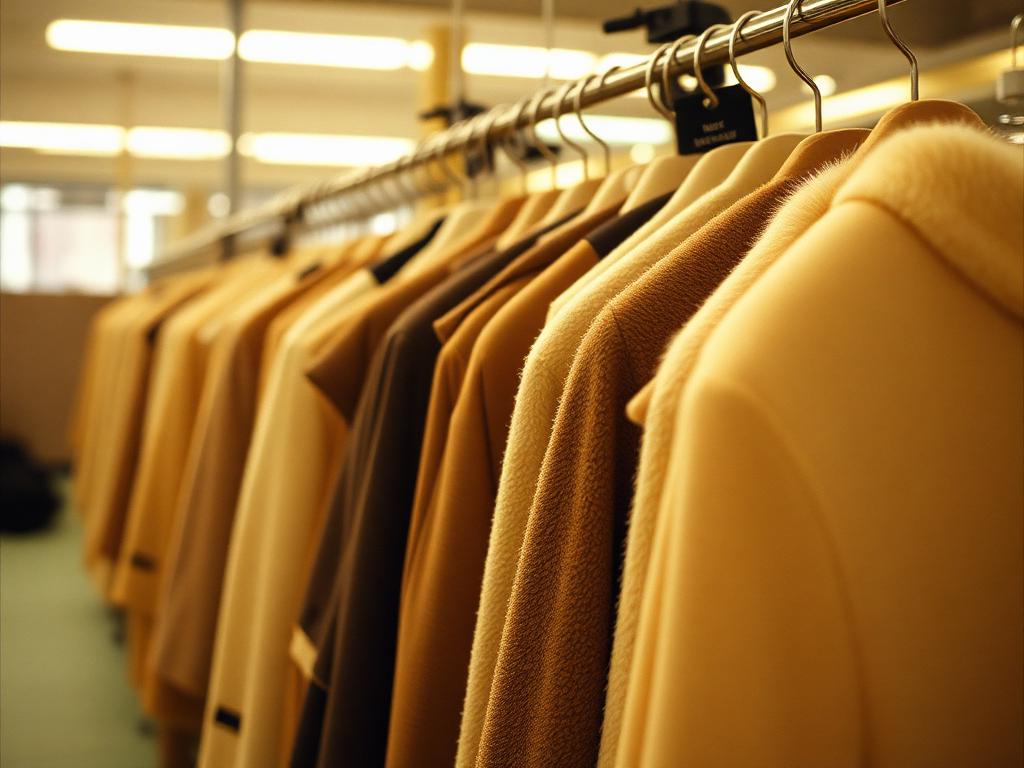 Finished outerwear, tagged and ready for packing